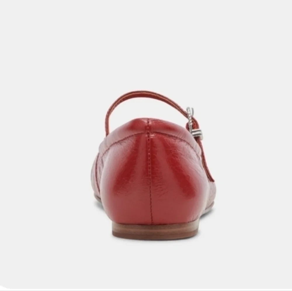 ❤️🔹️DOLCE VITA 🔹️REYES CRINKLE FLAT - RED CRINKLE PATENT Size 10.5 Or 13 - Picture 6 of 6